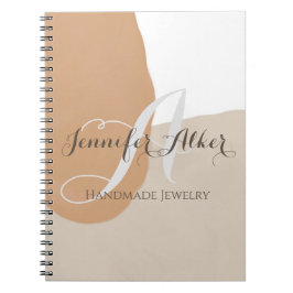 Cuaderno Girly boho pampas beige monogram name initial