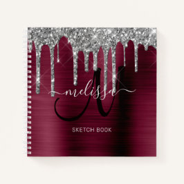 Cuaderno Girly Burgundy Dripping Purpurina Brussel Nombre M
