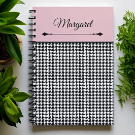 Cuaderno Girly Chic Classic Houndstooth & Pink Notebook