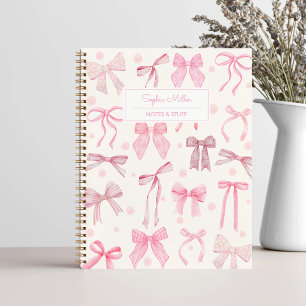 Cuaderno Girly Coquette Aesthetic Pink Bow Nombre personali