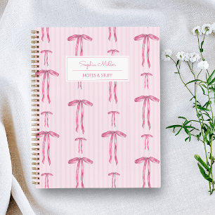Cuaderno Girly Coquette Pink Bow Monograma