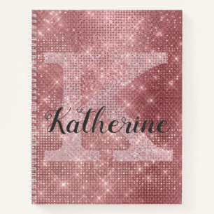 Cuaderno Girly Dusty Rosa Rosa Rosa Dorado Sparkle Monogram