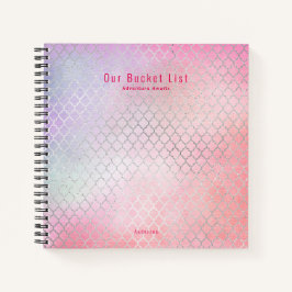 Cuaderno Girly Glam BUCKET LIST Personalizado Purpurina ros
