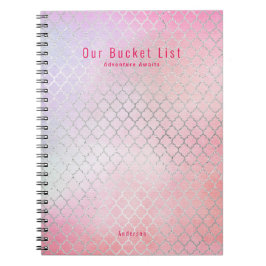 Cuaderno Girly Glam BUCKET LIST Personalizado Purpurina ros