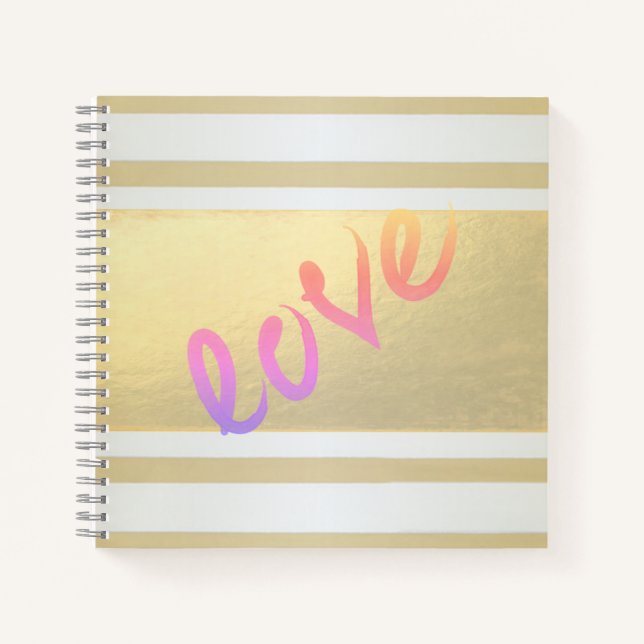 Cuaderno Girly Modern Gold Stripes, Amor (Anverso)