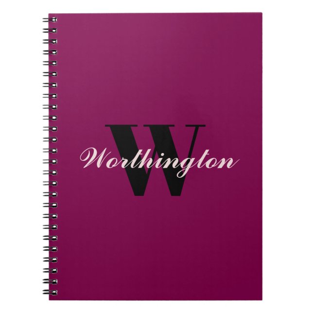 Cuaderno Girly Monogram and Name pink cherry red (Frente)
