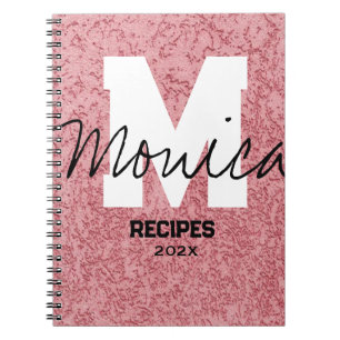 Cuaderno Girly Monogram Calligraphy rough rose Pink Binder
