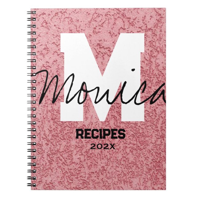 Cuaderno Girly Monogram Calligraphy rough rose Pink Binder (Frente)
