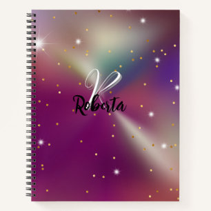 Cuaderno Girly Monogram Maroon Metallic Purpurina