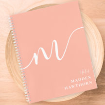 Girly Monograma caligrafía Coral Rubor Pink