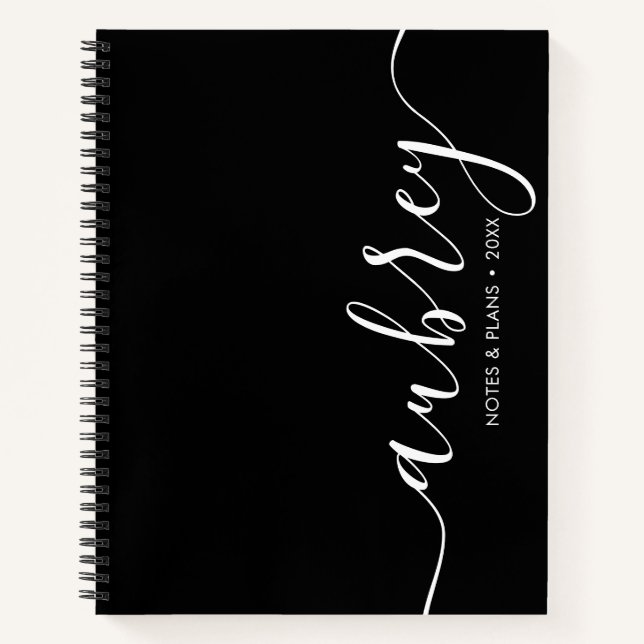 Cuaderno Girly Monograma Caligrafía Negra (Anverso)