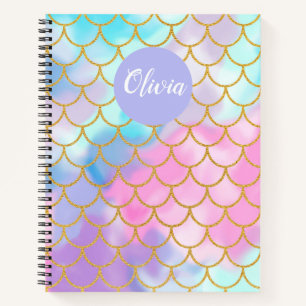 Cuaderno Girly Pastel Ombre Purpurina de Oro Monograma de S
