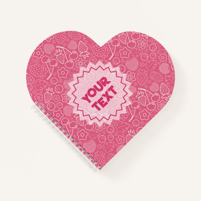 Cuaderno Girly Pink Berry Strawberry Cherry Modern. (Anverso)