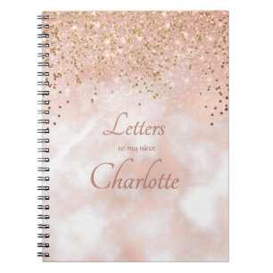 Cuaderno Girly Pink Gold Sparkle Aunt Letters To My Niece