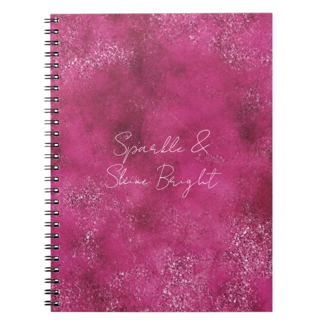 Cuaderno Girly Pink Resumen Glitz Glam Purpurina (Frente)