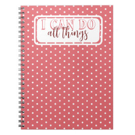 Cuaderno Girly Pink White Dots I Can Do All Things