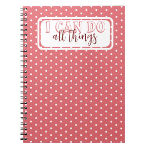 Cuaderno Girly Pink White Dots I Can Do All Things