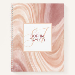 Cuaderno Girly Rubor Pink Monograma Personalizado Tu Nombre