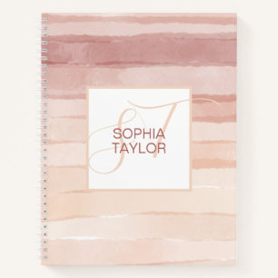 Cuaderno Girly Rubor Pink Monograma Personalizado Tu Nombre