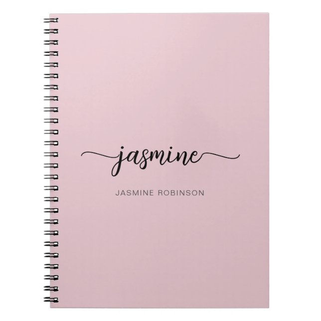 Cuaderno Girly Rubor Rosa Moderno Script Monograma Noteb (Frente)