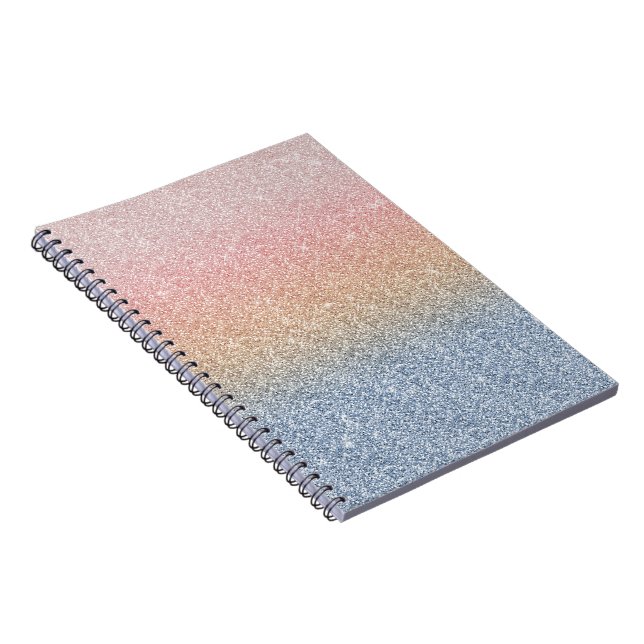 Cuaderno Girly Rubor Rosa Oro Azul Ombre Purpurina Sparkles (Lado Derecho)