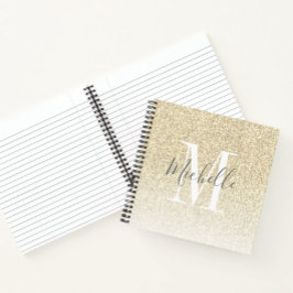 Cuaderno Girly Script Purpurina Gold Sparkles Monograma Nom