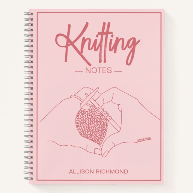 Cuaderno Girly Su Nombre Corazón Manos Ilustracion Tejido (Anverso)