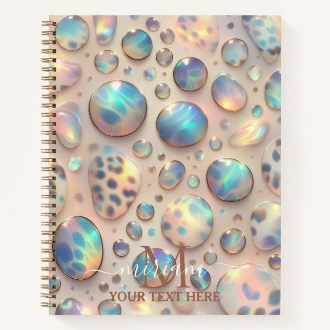 Cuaderno Girly Trendy Opal Leopard Print Monogram (Anverso)