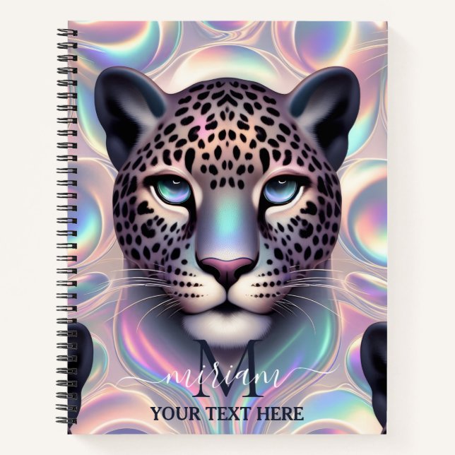 Cuaderno Girly Trendy Opal Leopard Print Monogram Softcover (Anverso)