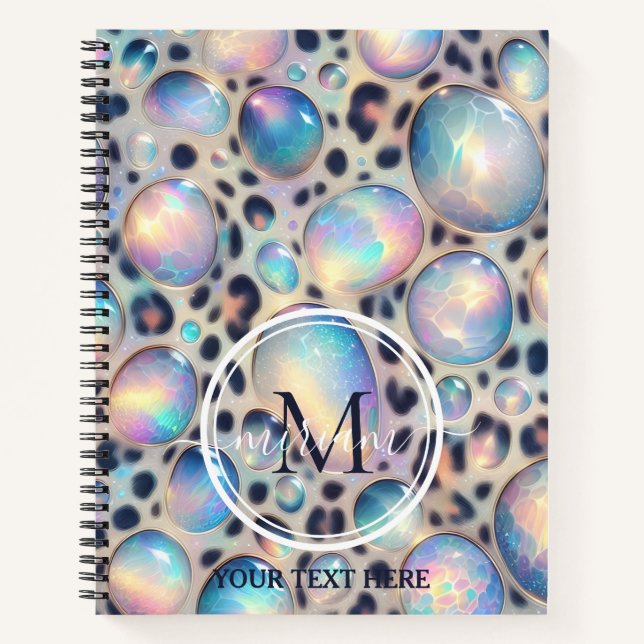 Cuaderno Girly Trendy Opal Leopard Print Monogram Softcover (Anverso)