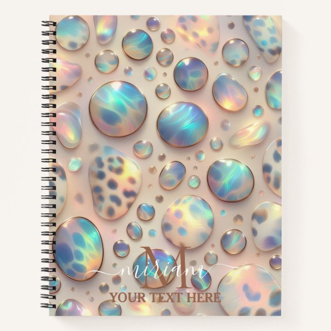 Cuaderno Girly Trendy Opal Leopard Print Monogram Softcover (Anverso)