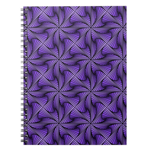 Cuaderno Giro de espiral 3D geométrico gráfico morado (Frente)