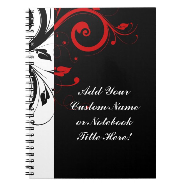 Cuaderno Giro negro rojo inverso personalizado (Frente)