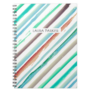 Cuaderno Giro profesional mínimo con rayas Verde azuladas a