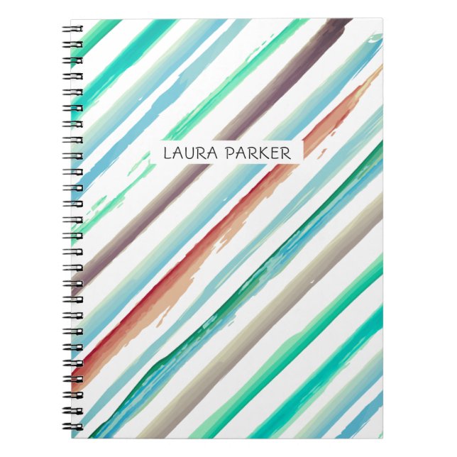Cuaderno Giro profesional mínimo con rayas Verde azuladas a (Frente)