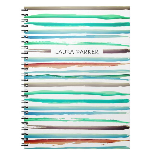 Cuaderno Giro profesional mínimo con rayas Verde azuladas a (Frente)