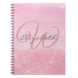 Cuaderno Girona Monograma Rosa Ombre Purpurina suave Shimme