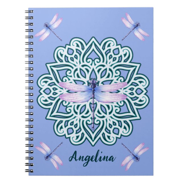 Cuaderno Girona morada mosca Dragónica Mandala Monograma No (Frente)