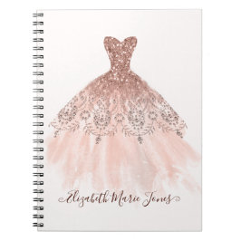 Cuaderno Girona Rubor Rosa Rosa Dorado Sparkle Gown Script