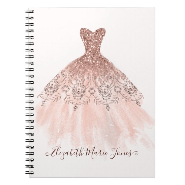 Cuaderno Girona Rubor Rosa Rosa Dorado Sparkle Gown Script (Frente)