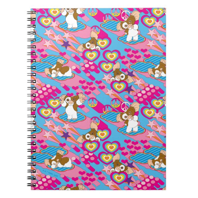 Cuaderno Gizmo | Patrón rosa de paz y amor (Frente)