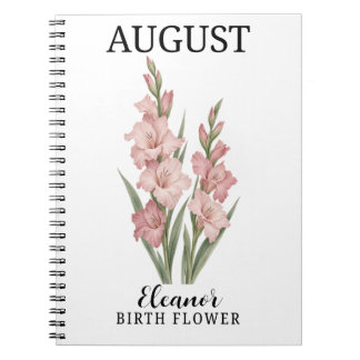 Cuaderno Gladiolo Flor de Nacimiento Botánica de Agosto con