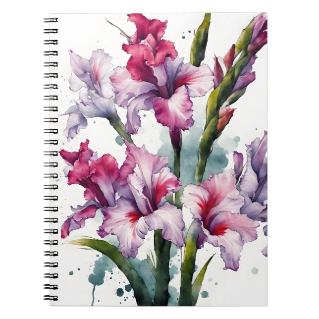 Cuaderno Gladiolus - Flores de acuarela (Frente)