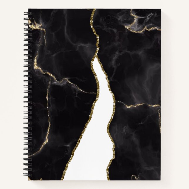 Cuaderno Glam Agam de Mármol de Oro Negro (Anverso)