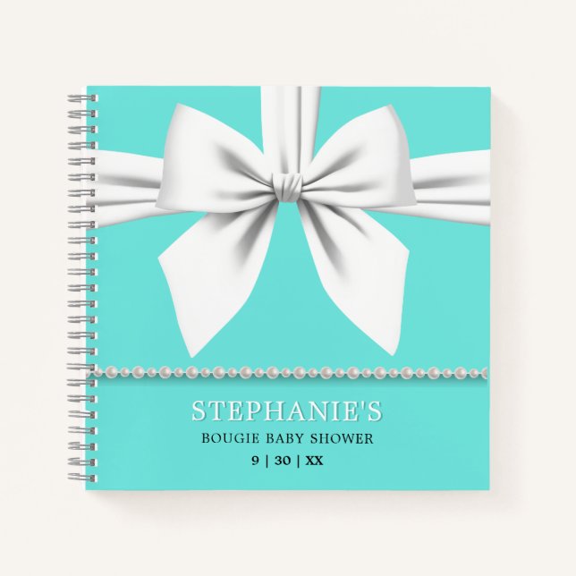 Cuaderno Glam Aqua Tiffany Baby Shower Guest Book (Anverso)