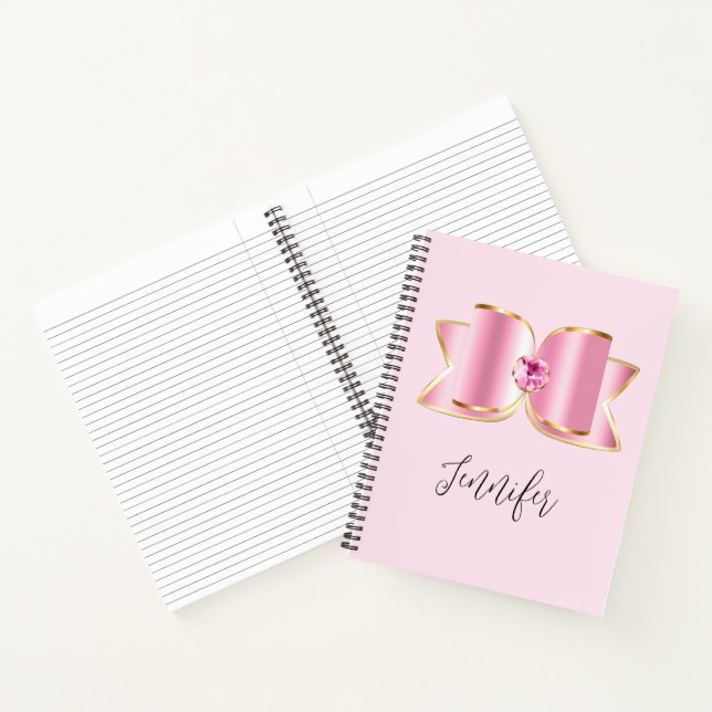 Cuaderno Glam Bow rosa con piedra angular (Interior)