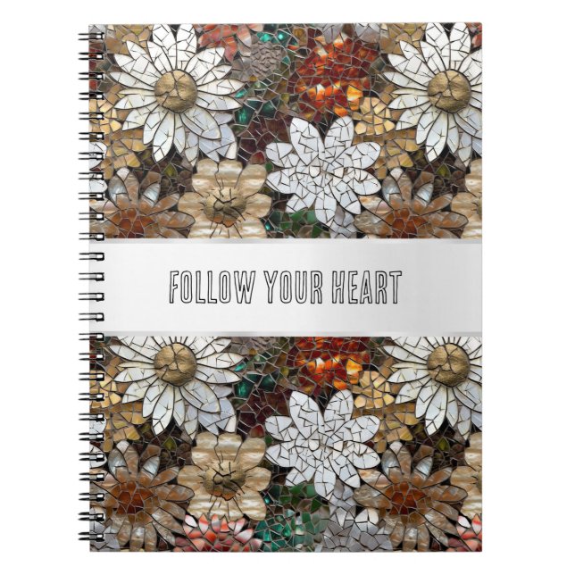 Cuaderno Glam Champagne Flores blancas rojas de oro (Frente)