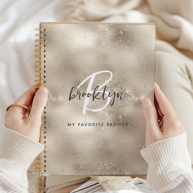 Cuaderno Glam Champagne Gold Monogram Recipe Book (Subido por el creador)