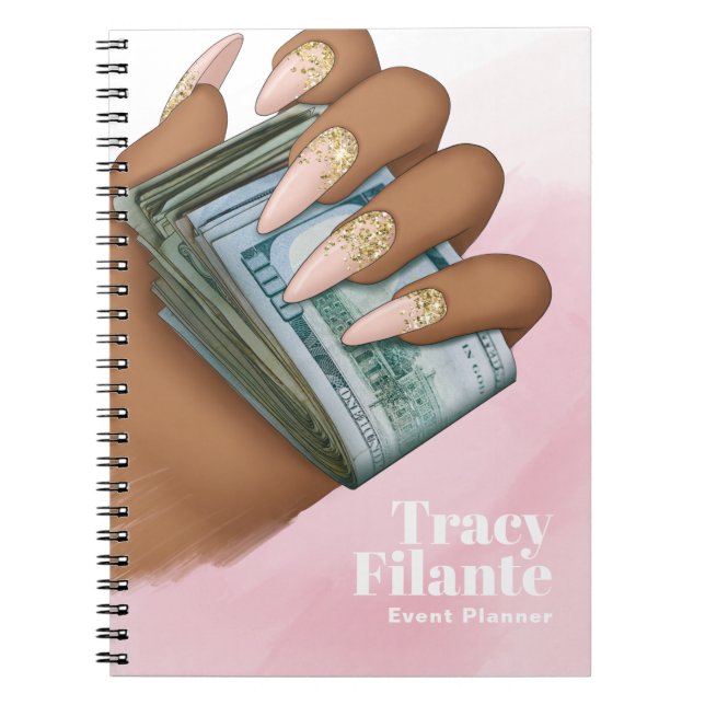 Cuaderno Glam Chic Rosa y Dorado Mentalidad Millonaria (Frente)