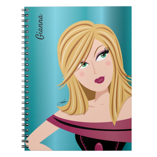 Cuaderno Glam Chica Sassy Attitude Blonde Personalizado (Frente)